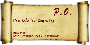Puskás Ompoly névjegykártya